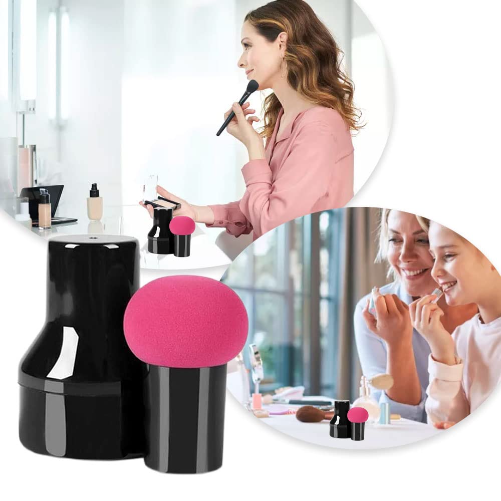 2 Pcs Makeup Sponges Makeup Sponges with Handles Cases Makeup Puffs for Foundation Creams and Powders (Mushroom A) - Image 5