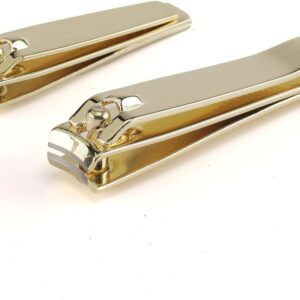 2 Pcs Nail Clipper Set, Stainless Steel Fingernail Clipper for Adults, Small Gift, Christmas Stocking Stuffers (Gold)