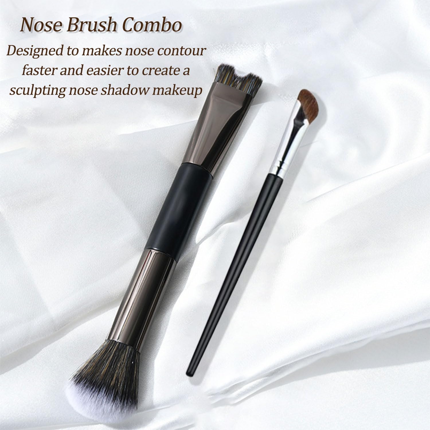2 Pcs Nose Contour Brush, U-Shaped contour brushes for makeup, Multifunctional Dual-End Fluffy Brush, Soft Mini Angled Flat Concealer Brush for Women Girls Makeup Concealing - Image 6