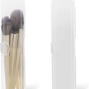 2 pcs Portable Makeup Brush Travel Case Cosmetic Brush Holder Makeup Case, Portable Travel Tableware Storage Case Flatware Box