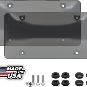2 Unbreakable License Plate Bubble Covers 4 Holes Universal Fitment Choose Your Shield Color (Clear-B)