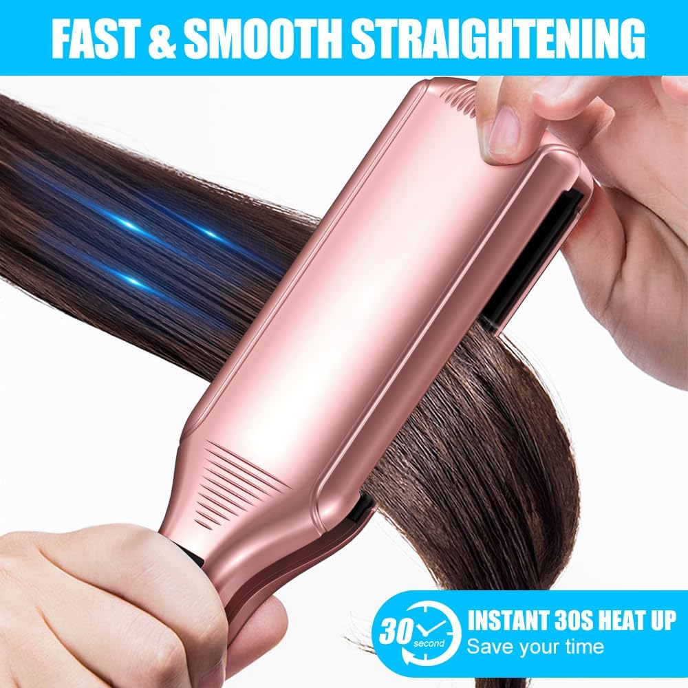 2.16" Extra-Large Floating Titanium Hair Straightener for Hair, Instant Heating with 5 Adjustable Temp, Anti-Static Iron for All Hair Types - Image 2