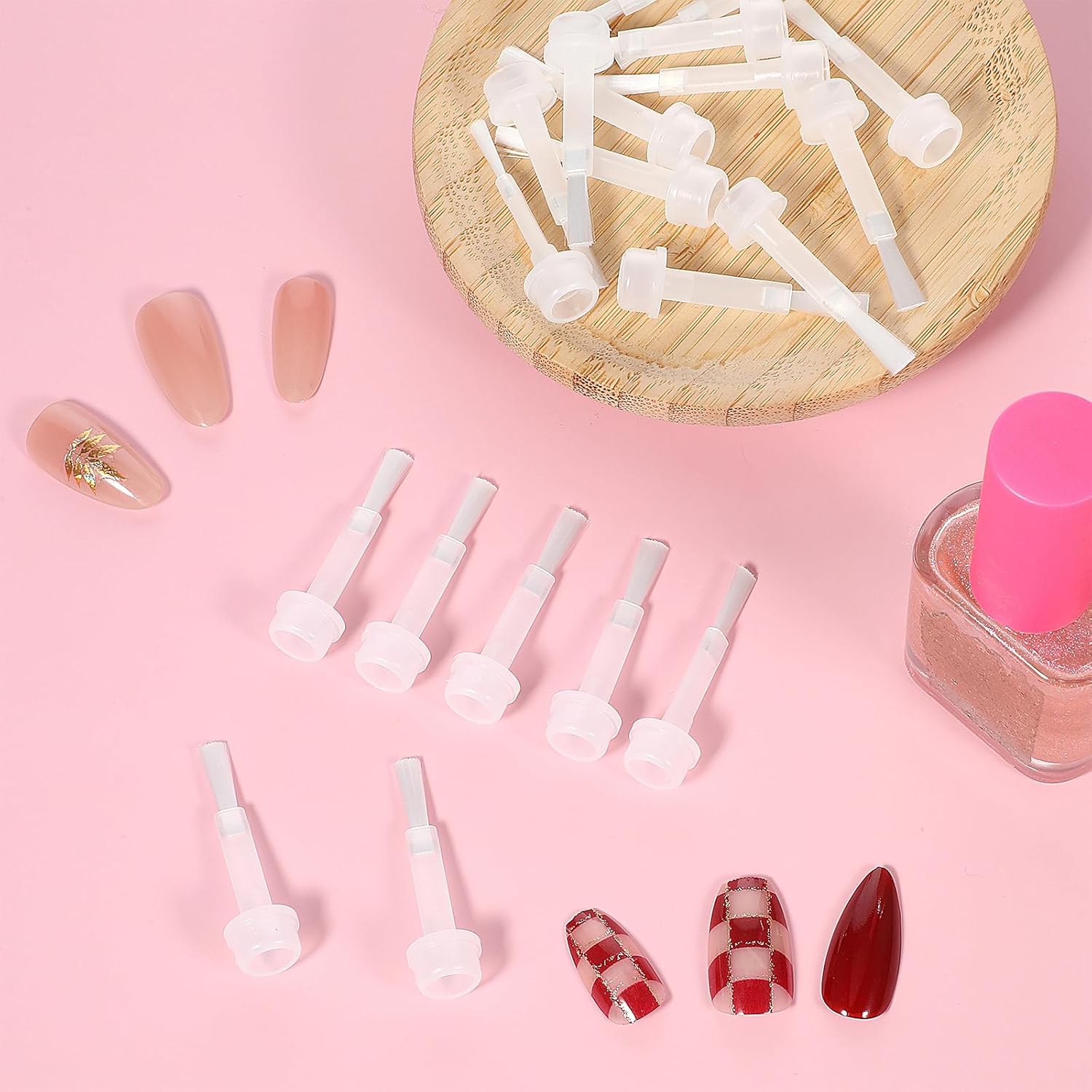 20 Pcs Disposable Nail Polish Brush Replacement Dip Gel Nail Art Brushes for Nails Dip Liquid Soft Bristles Activator Brushes for Base Coat Top Coat, White - Image 2