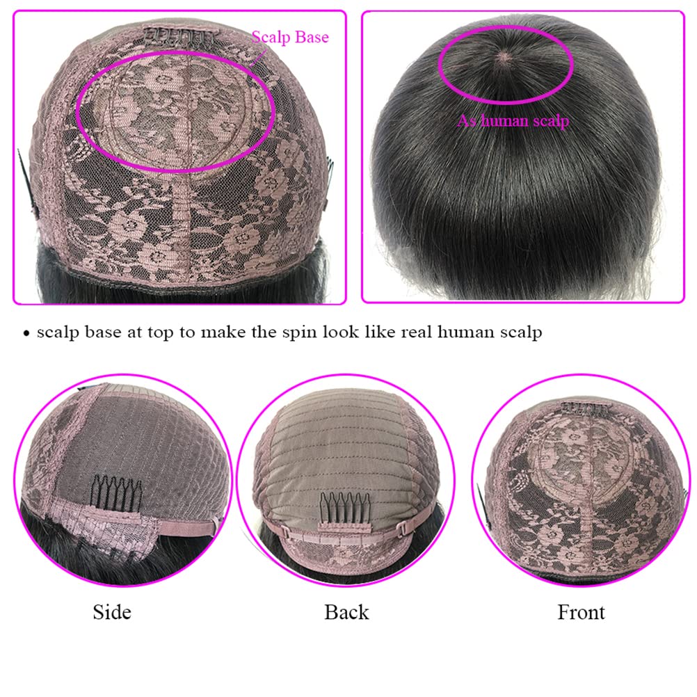200 Density Yaki Wavy Wigs Brazilian Human Hair Scalp Top Full Machine Made Wig Yaki Wavy With Bangs Remy Human Hair For Women Natural Color 12 Inch - Image 9