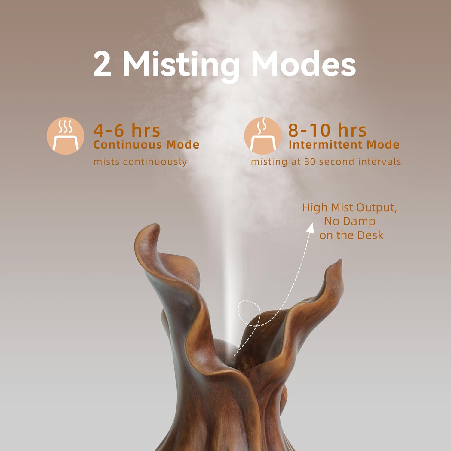 200ml Essential Oil Diffuser for Home, Wood Grain Cover Aromatherapy Diffuser, Cool Mist Humidifier with Safe Auto Shut-Off and 2 Mist Modes & 7 Color LED Night Lights for Office Room (VASE03) - Image 5
