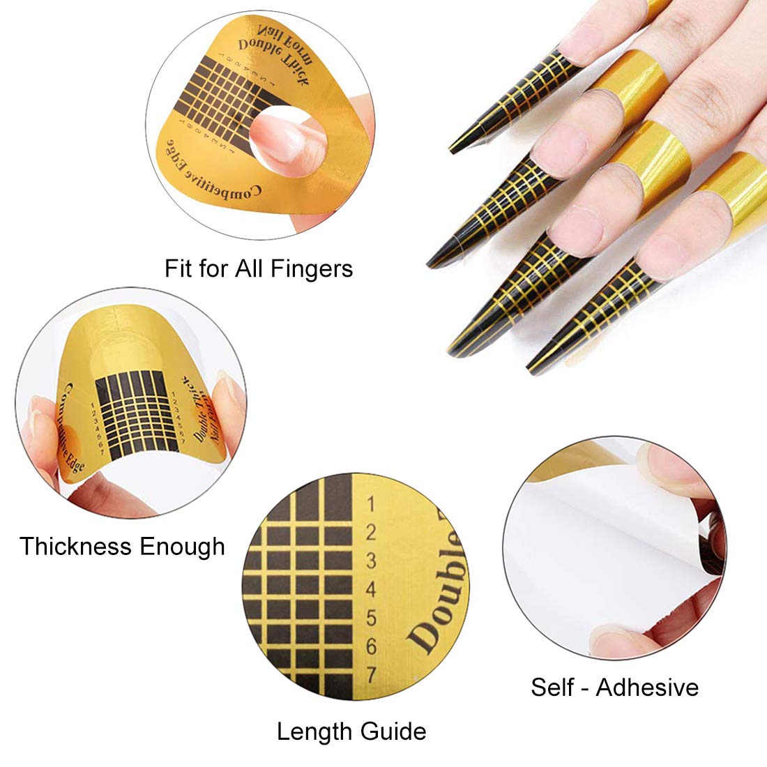 200Pcs Durable Long Nail Forms for Acrylic Gel Nail Extensions with Marked Numbers - Image 3