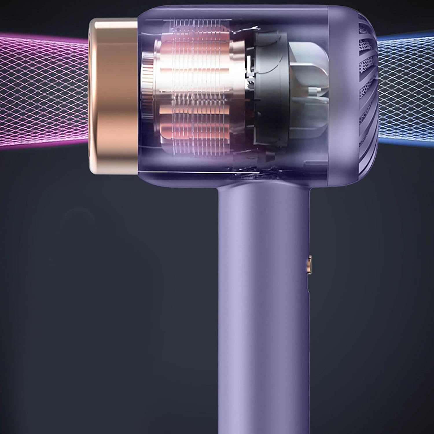 2025 Battery Hair Dryer Rechargeable with USB Charging Cold Hot Wind Wireless Hair Dryer with Battery for Travel Camping (Purple Hair Dryer Comb Set) - Image 3