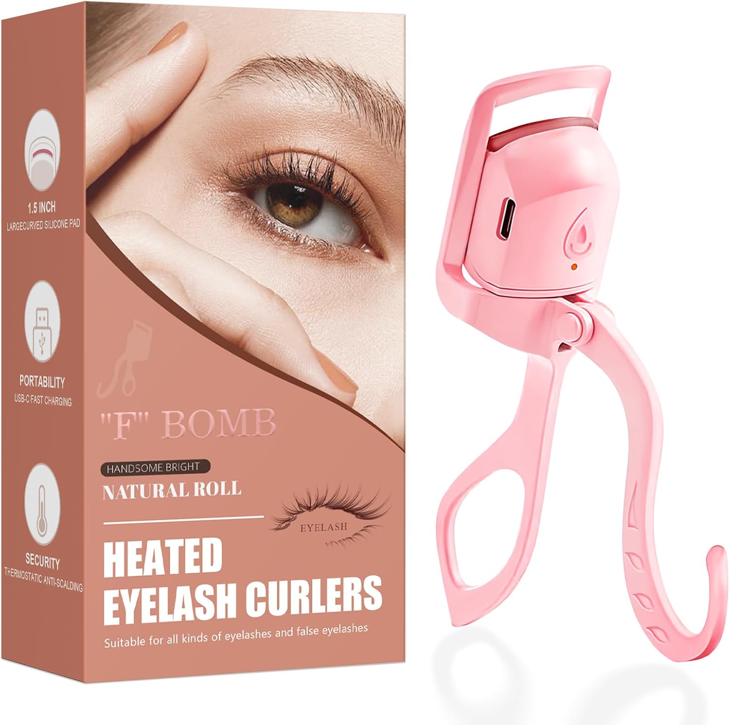 2025 C-Shaped Heated Eyelash Curler Fast Heat Up in 8s - Rechargeable Electric Eyelash Curler for 24-Hour Long Lasting Curls - Safe Anti-Burn Lash Curler Elevate Your Beauty with Stunning Lashes