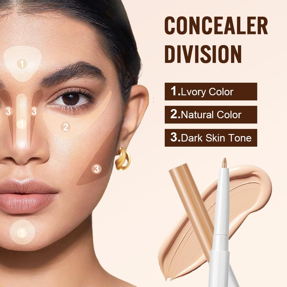 2025 NEW Multifunctional Concealer Stick,Waterproof Full Coverage Beauty Concealer Penci Eyebrow Concealer Pencil, Under Eye Concealer Pen Change The Lip Line Concealer Pen (Natural, 1 Count) - Image 5