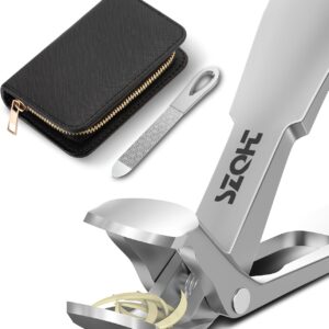2025 Upgrade Angled Head Nail Clippers for Men, Toenail Clippers for Seniors Thick Toenails, Large Toe nail Clippers with Catcher, Extra Wide Handle,Sharp Heavy Duty Stainless Steel Nail Cutter-Silver