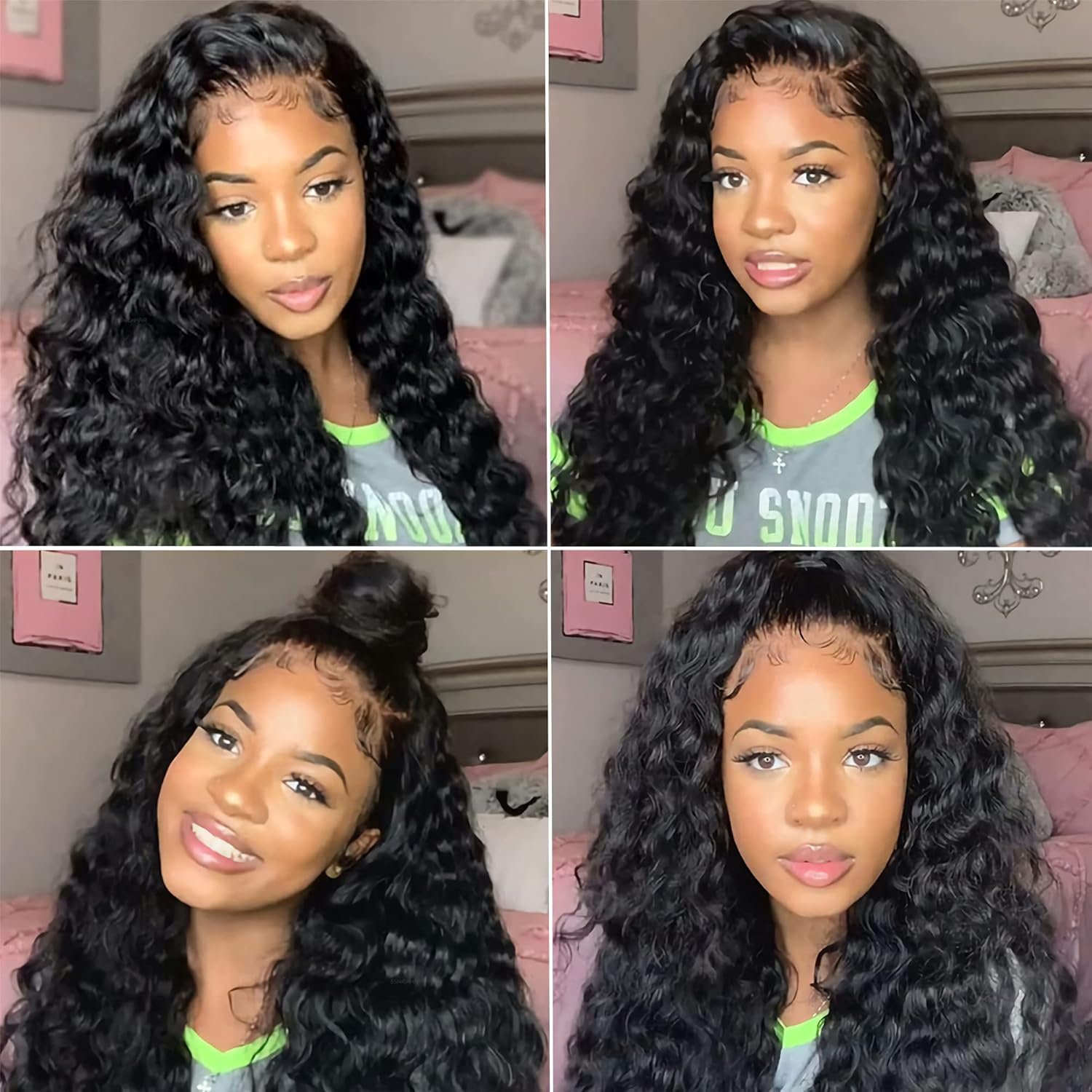 20Inch 13x4 Deep Wave Wet and Wavy Lace Front Wigs Human Hair for Black Women Glueless Brazilian Virgin Wear and Go HD Curly Lace Frontal Wig Pre Plucked with Baby Hair - Image 4