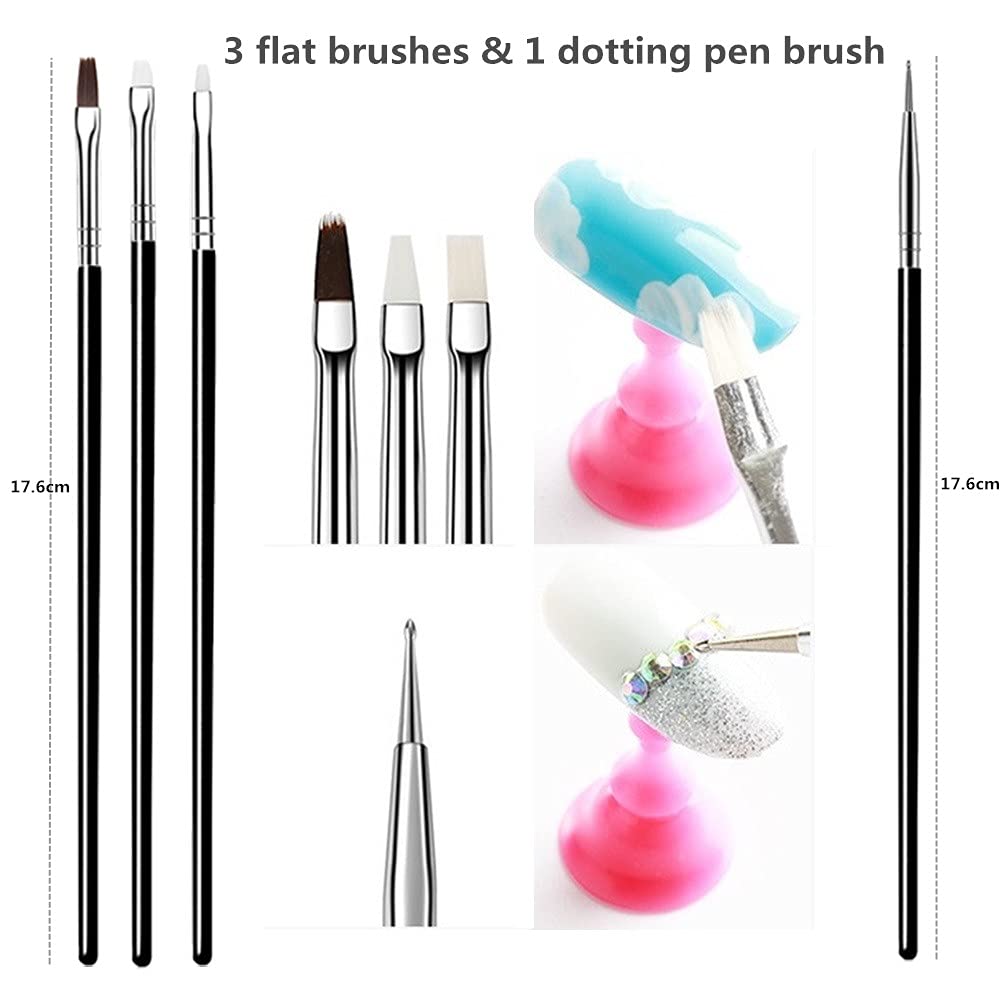 20PCS Nail Art Design Tools, 15PCS Painting Brushes Set (Black) with 5PCS Dotting Pens - Image 5