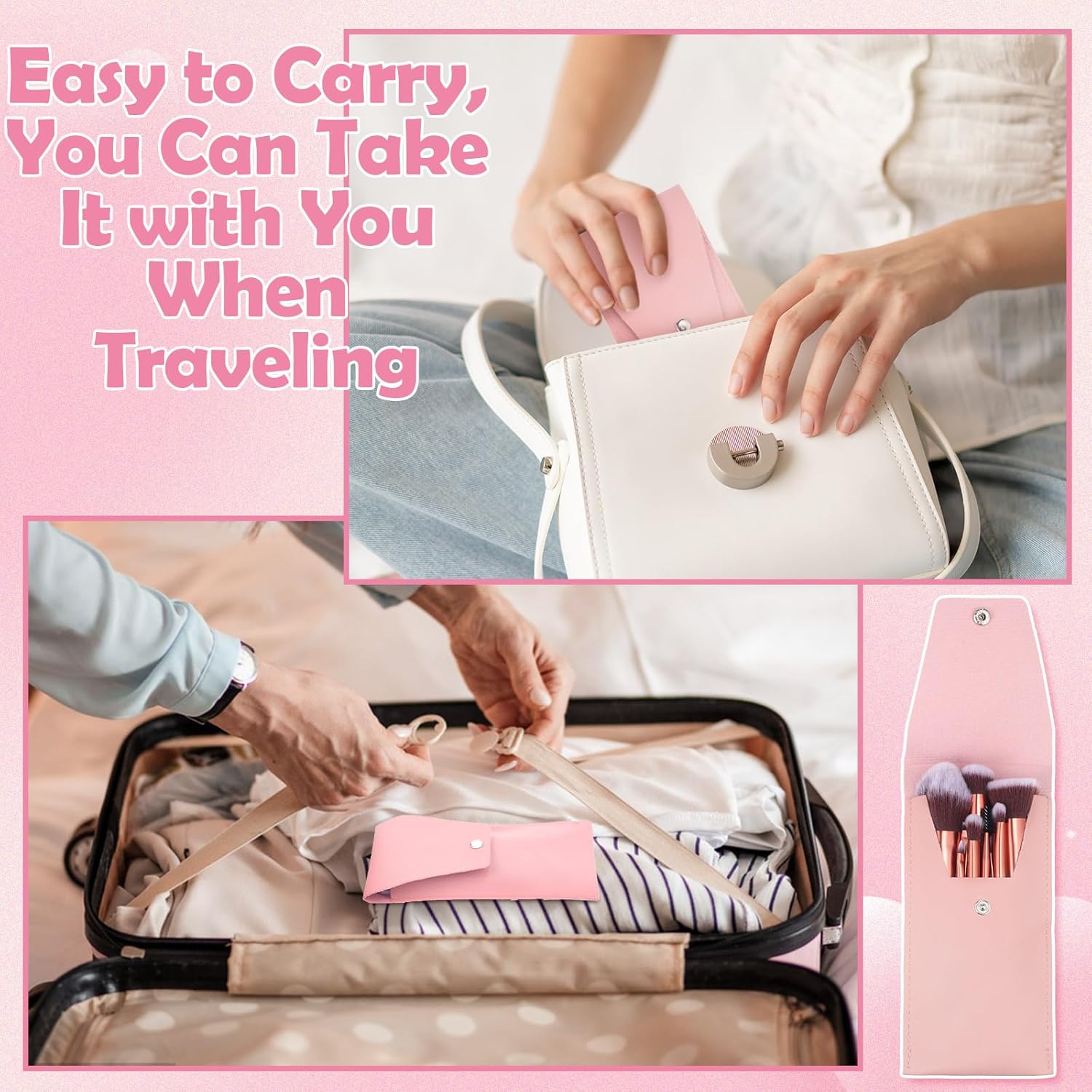 20PCS Travel Makeup Brush Set,10 Pcs Small Makeup Brushes with Mirror,Storage Bag and 8PCS Makeup Sponges for Home,Travel, Party - Image 6