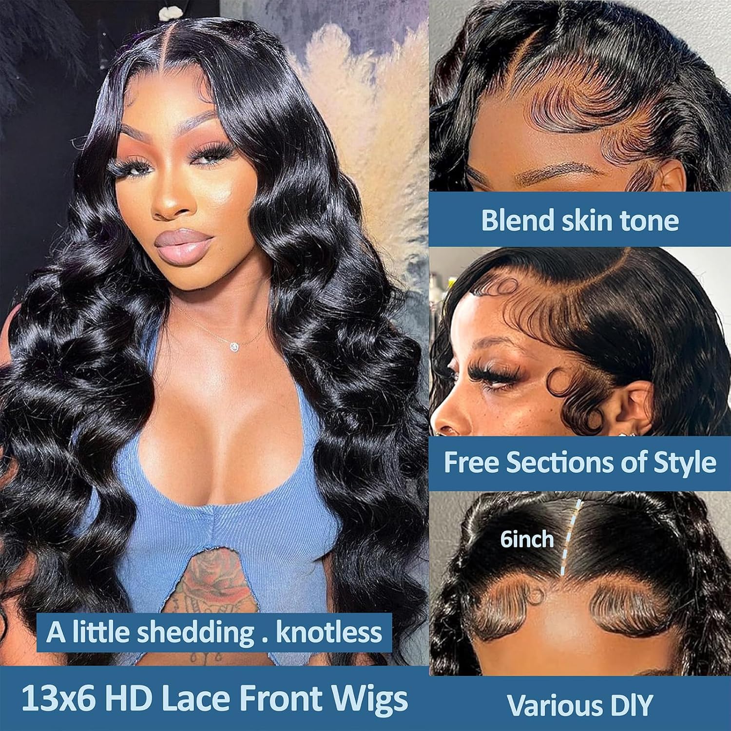 220 Density 30 Inch Body Wave Lace Front Wigs Human Hair, 13x6 HD Transparent Lace Front Wigs Human Hair Glueless Frontal Body Wave Wig for Women, Pre Plucked, Tangle Free, Average Cap, 30 Inch - Image 2