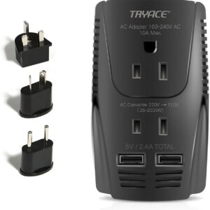 220V to 110V Converter,Upgraded 2000W Travel Voltage Converter for Hair Dryer Straightener Curling Iron,10A Power Adapter is Easy to Carry for National Travel,with 2USB and UK/EU/AU Plugs