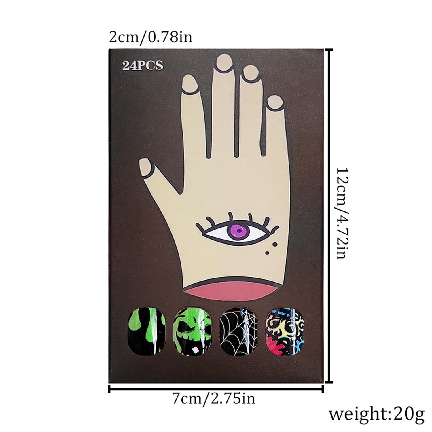 24 Pcs Halloween Press on Nails Medium Almond Fake Nightmare Before Christmas Acrylic With Spider Web and Green Monster Face Designs Glossy False Stick on for Women Girls - Image 5