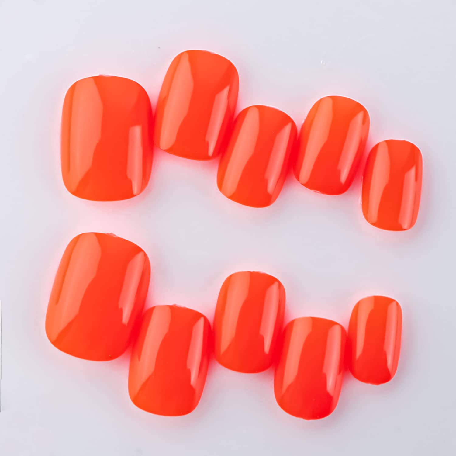 24 Pcs Square Acrylic False Nails - Glue on Nails, Nude, Extra Short, Orange, Glossy, Solid Color, Full Cover - Image 5
