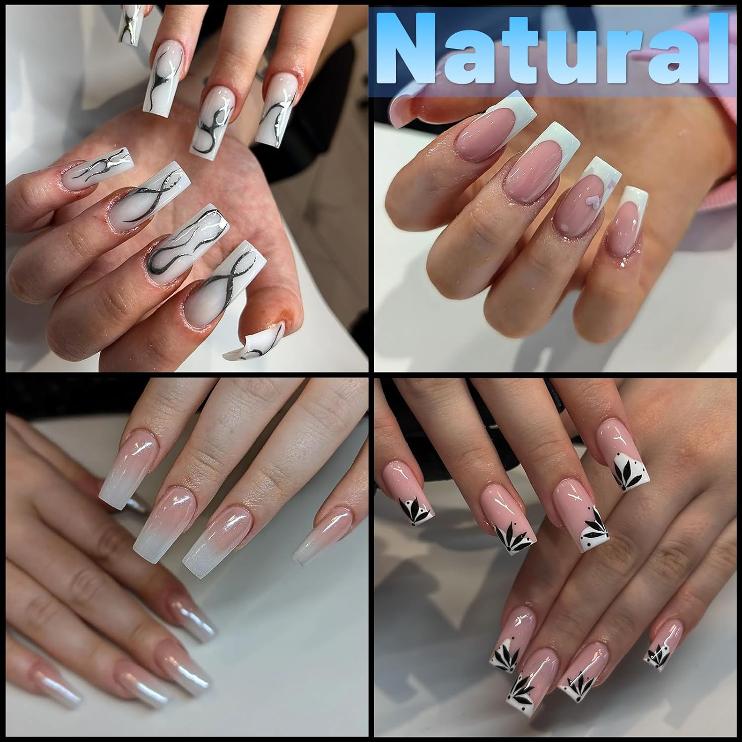 240pc Square Gel Nail Tips Medium Fake Nails for Press on Nails Clear Acrylic Nails Tips, 12 Size Full Cover Nail tips Square Soft Gel Nail Tips False Nails Extension Artificial Fingernails - Image 2