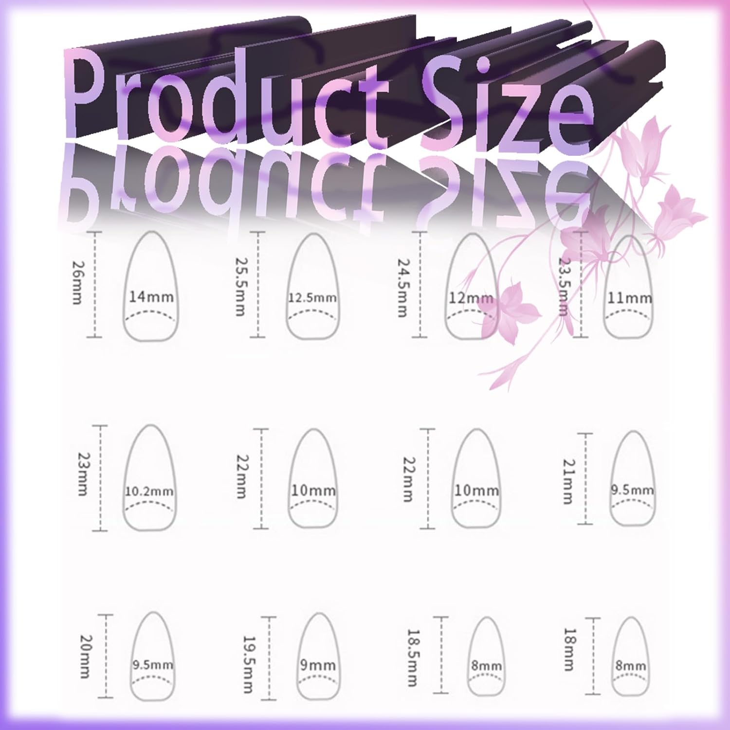 24Pcs Marble Press On Nails with Ombre Design, Gradient Manicure Art Acrylic Medium Almond Fake Nails, Stick On Glossy Purple Gradient Full Cover False Nails Gel Glue On Nails for Women and Girls - Image 6