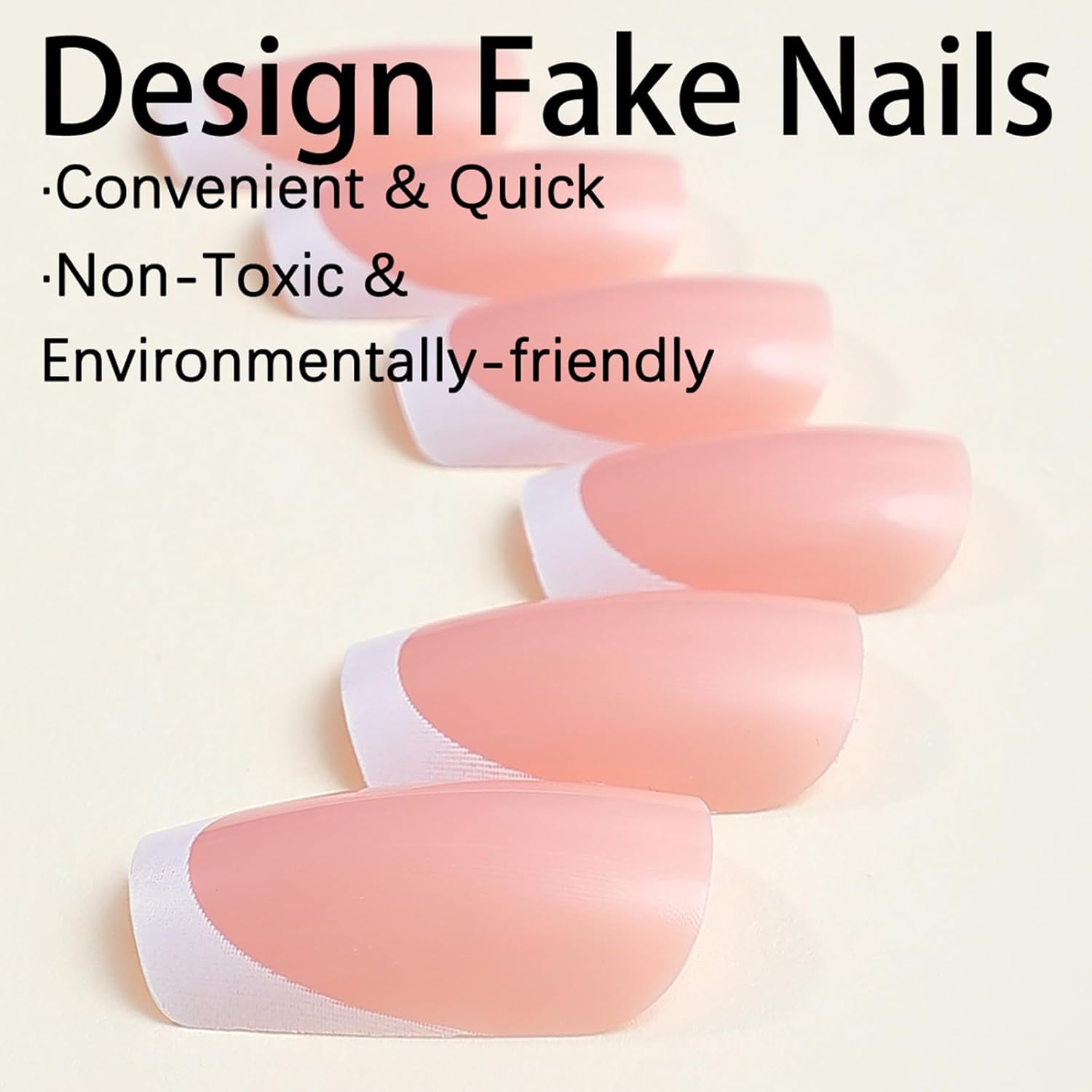 24Pcs White French Tips Press on Nails with Simple Design, Glossy Nude Medium-Short Square False Nails Gel Glue on Nails, French Manicure Art Acrylic Fake Nails Stick on Nails for Coquette Women Girls - Image 3