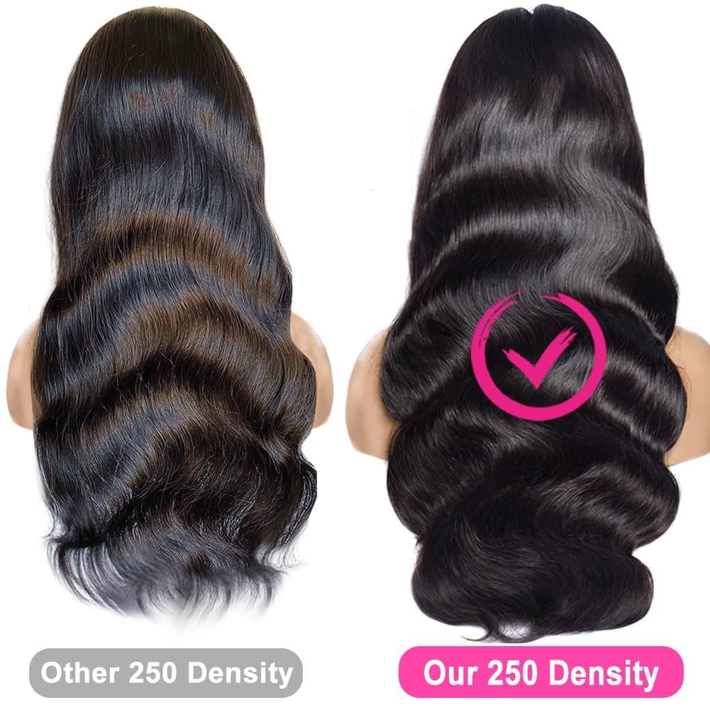 250 density human hair wig 13x4 HD Lace Front Wigs Human Hair Pre Plucked glueless wigs human hair Body Wave Wigs Human Hair Wigs For Black Women Frontal Wigs Bleached Knots 20 Inch - Image 5