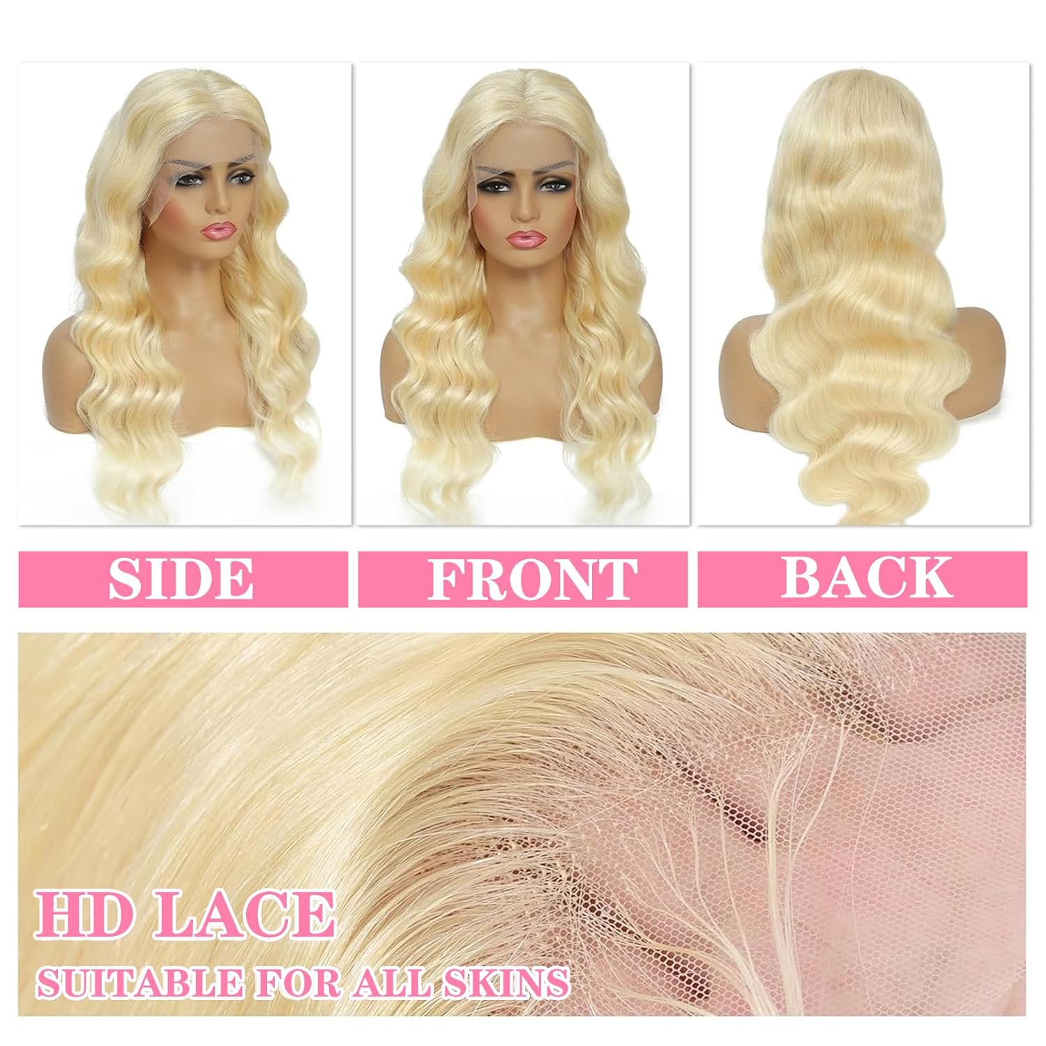 26 Inch 613 13x6 Lace Front Wig Human Hair Blonde HD Lace Front Wigs Human Hair Pre Plucked 180% Density Body Wave Transparent Lace Frontal Glueless Wigs Human Hair - Image 6