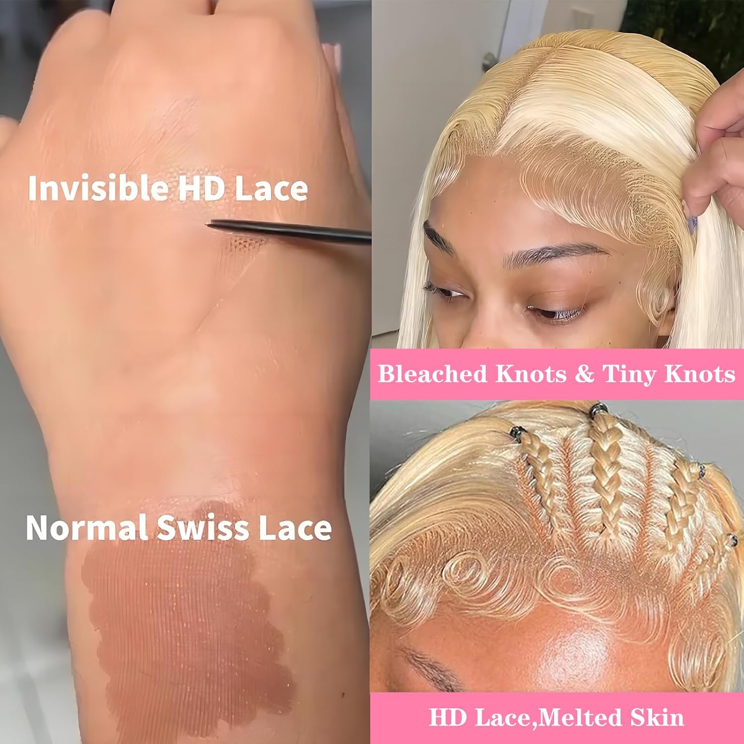 26 Inch 613 13x6 Lace Front Wig Human Hair Blonde HD Lace Front Wigs Human Hair Pre Plucked 180% Density Body Wave Transparent Lace Frontal Glueless Wigs Human Hair - Image 3