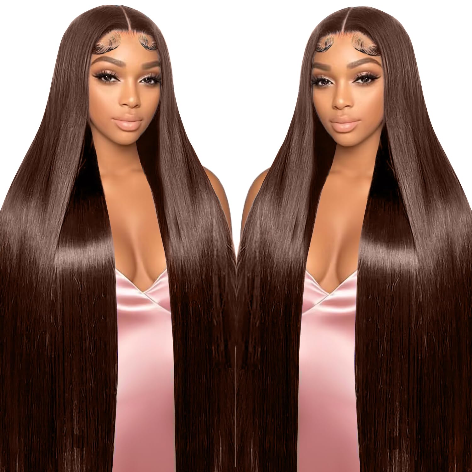 26 Inch Chocolate Brown Lace Front Wig Human Hair 220 Density 9x6 HD Lace Brown Wear and Go Glueless Wigs Pre Plucked Pre Cut Dark Brown Wig Human Hair Straight Glueless Wig for Women