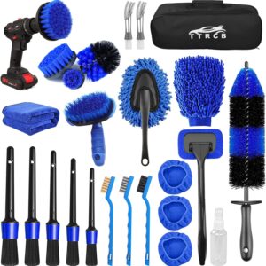 26Pcs Car Detailing Brush Set, Car Detailing Kit, Car Detailing Brushes, Car Cleaning Kit, Car Windshield Cleaning Tool, Professional Car Care kit - Car Wash Brush kit for Interior Exterior Wheels