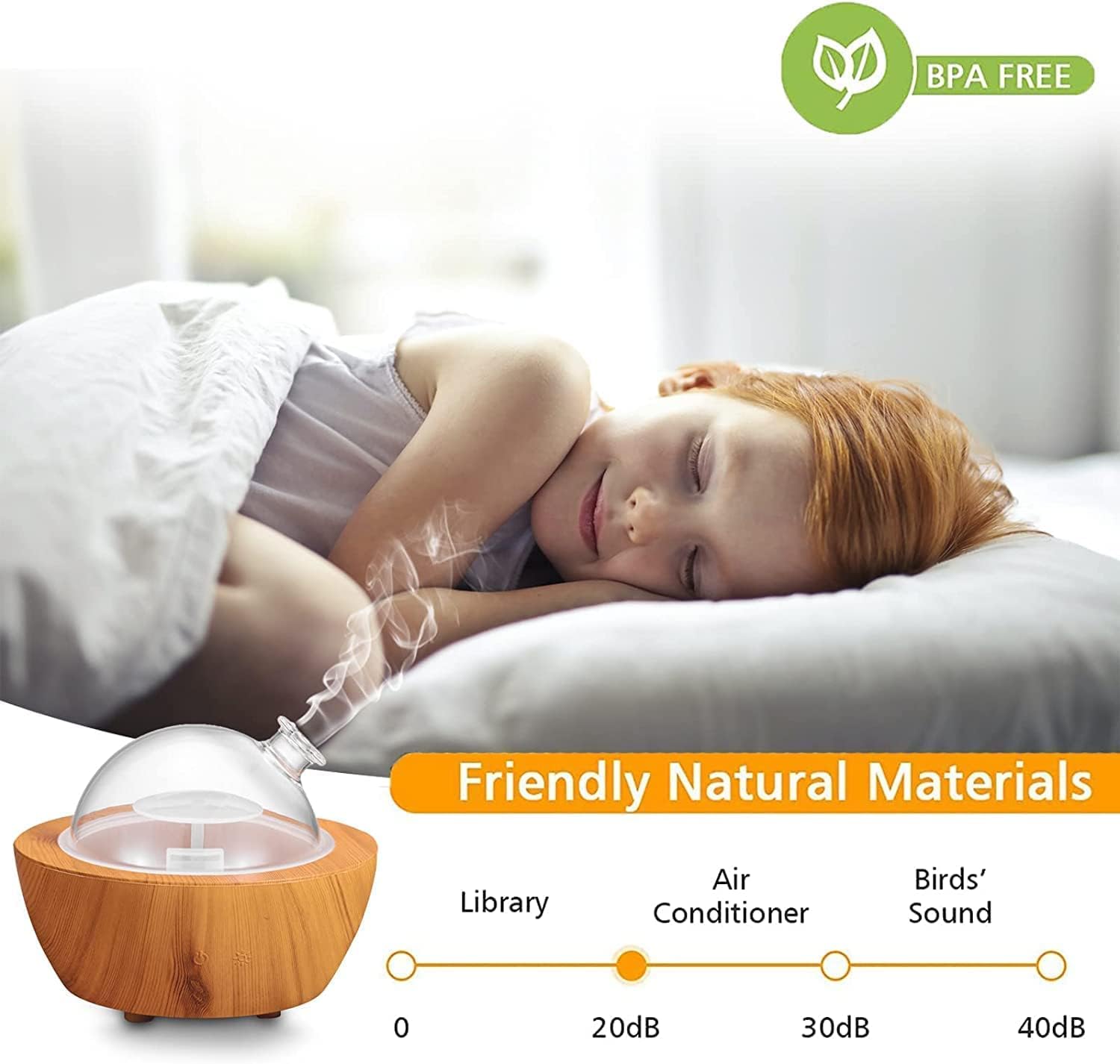 280ml Glass Essential Oil Diffuser Wood Grain Base Air Aroma Diffusers for Aromatherapy Cool Mist Humidifier with Safe Auto Shut-Off and 7 Color LED Night Lights for Home Office Room - Image 2