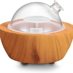 280ml Glass Essential Oil Diffuser Wood Grain Base Air Aroma Diffusers for Aromatherapy Cool Mist Humidifier with Safe Auto Shut-Off and 7 Color LED Night Lights for Home Office Room