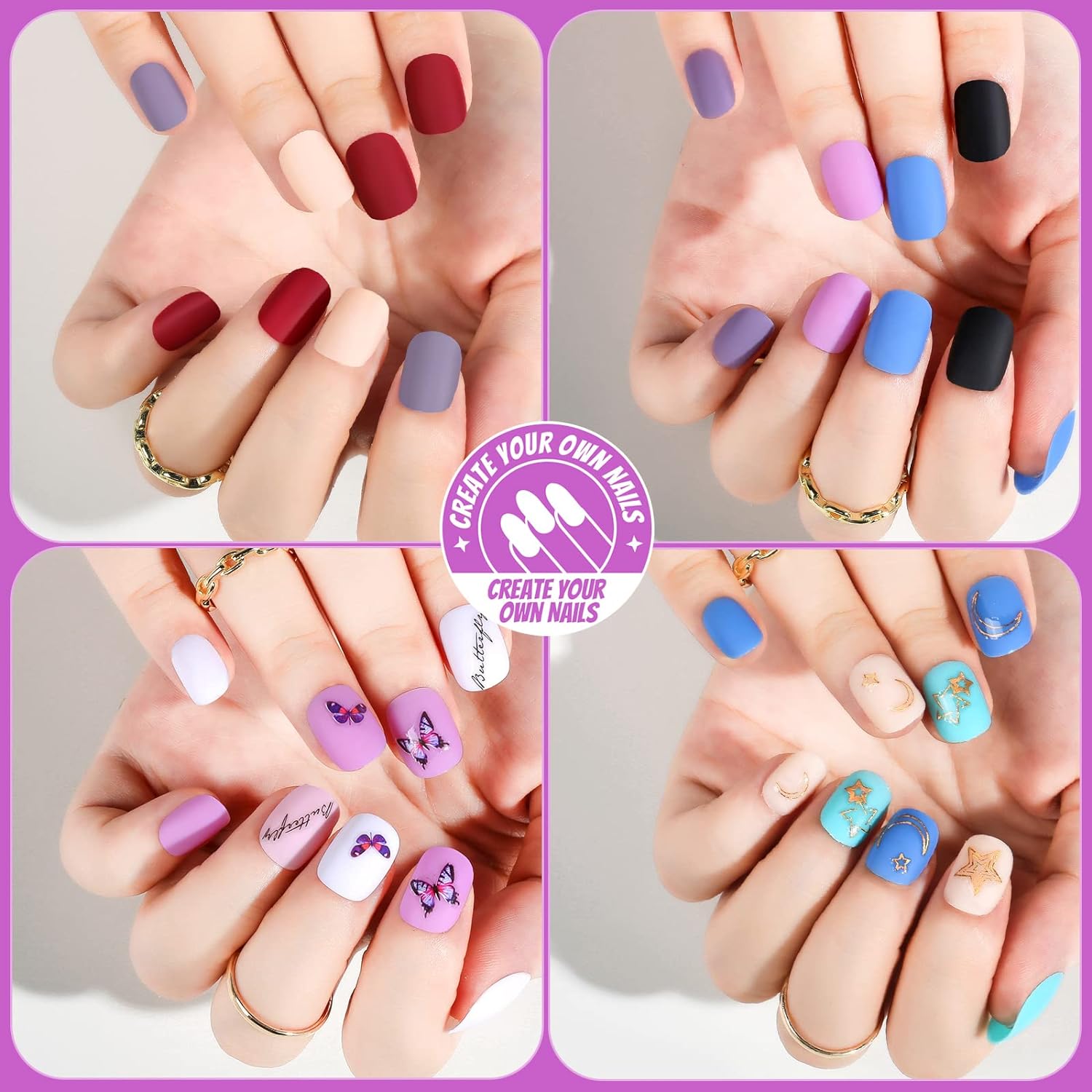 288pcs Short Press On Nails, Teenitor Matte Acrylic False Nails With Glue, 12 Color Glue On Nails For Small Hands - Image 6