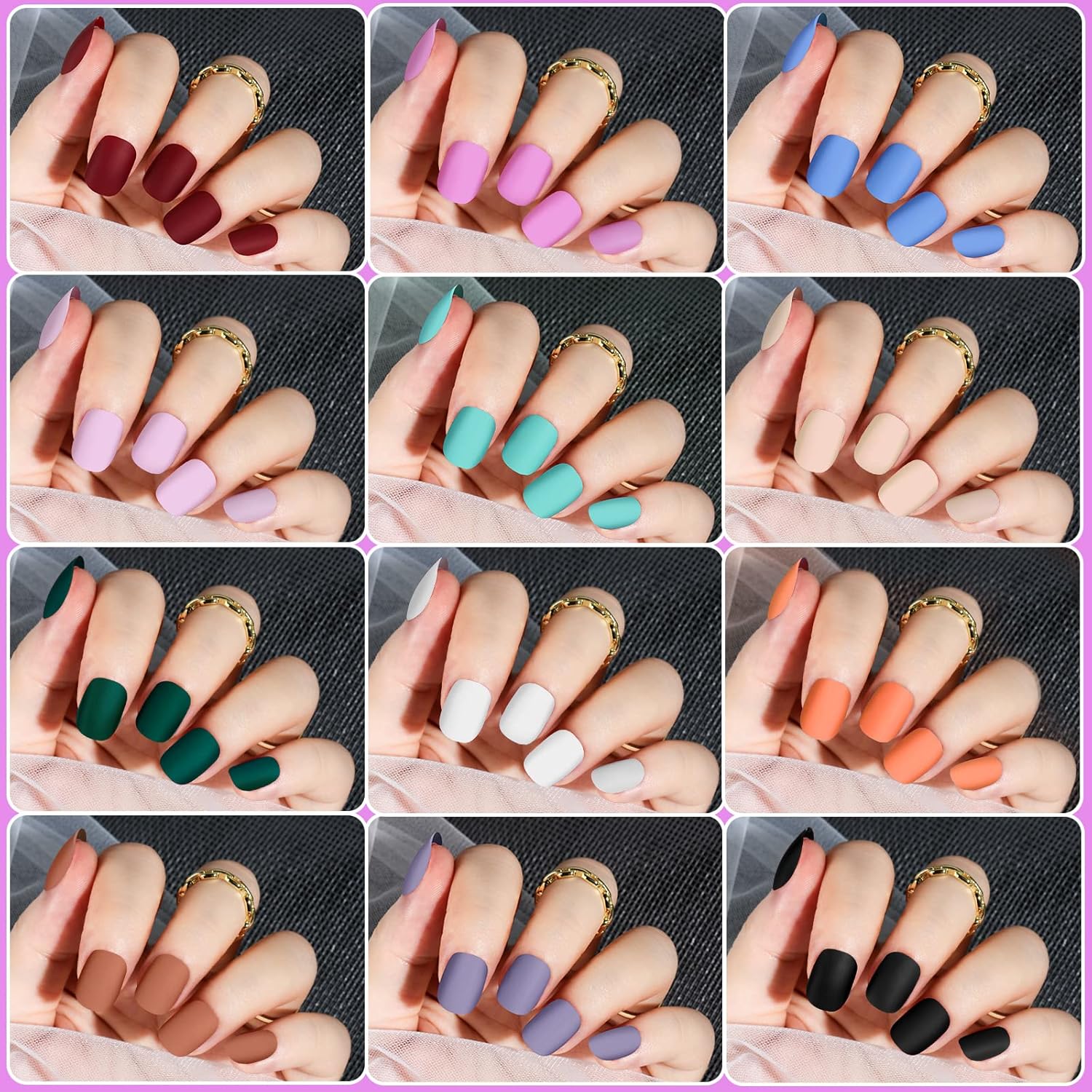288pcs Short Press On Nails, Teenitor Matte Acrylic False Nails With Glue, 12 Color Glue On Nails For Small Hands - Image 3