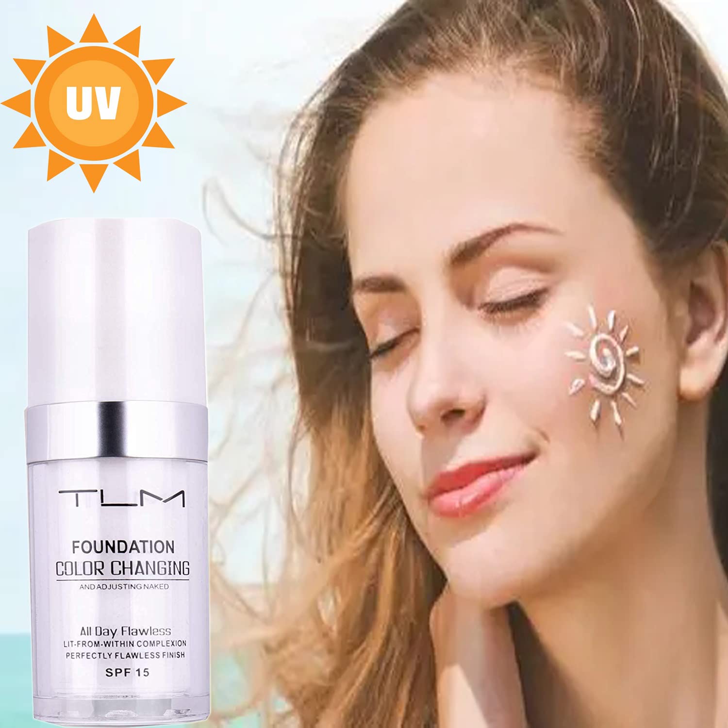 2Pcs 30ml TLM Colour Changing Foundation Makeup Concealer Cover Cream Full Coverage Flawless Liquid Base Nude Face Liquid Cover Concealer Change Skin Tone All-Day Moisturizing Foundation for Women&Girls - Image 5