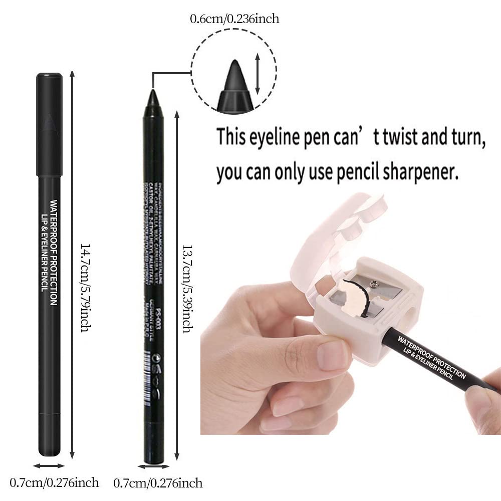 2Pcs Bright Blue & Dark Blue Eyeliner Pen Set, Pearl Metallic Glitter Eyeliner Pencil Kit - Waterproof Professional Eye Makeup - Eye Liners for Women - E1 - Image 6