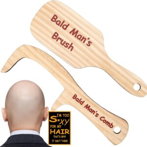 2PCS Funny Bald Man's Comb Funny Gag Gift Fathers Day Prank Gift Hair Loss Comb for Bald Men Over The Hill Party Gift Birthday for Men
