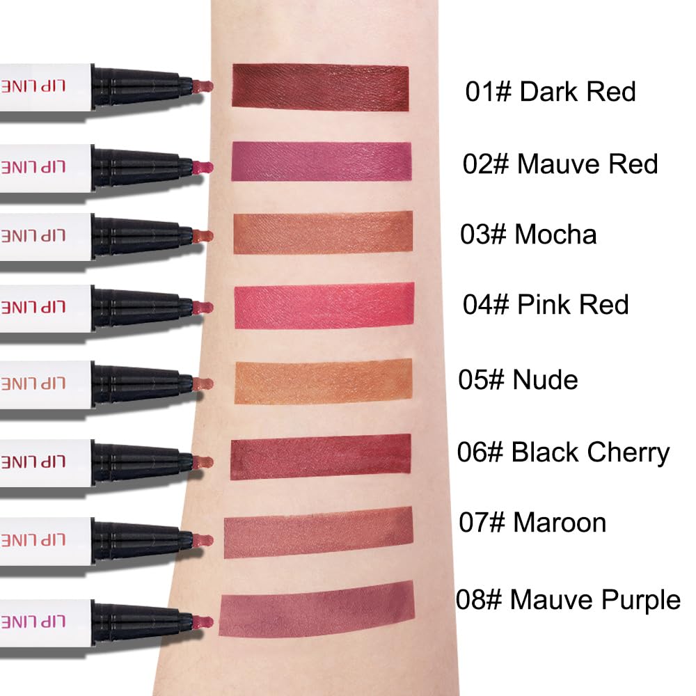 2Pcs Longwear Liquid Lip Liner Stain Marker Pen Set Long Lasting Waterproof, Dusty Warm Pink Matte Semi Permanent 24 Hour Lip Liner and Lipstick Combo, Color Stay Lipliner All Day, Lips Stain peel off - Image 5