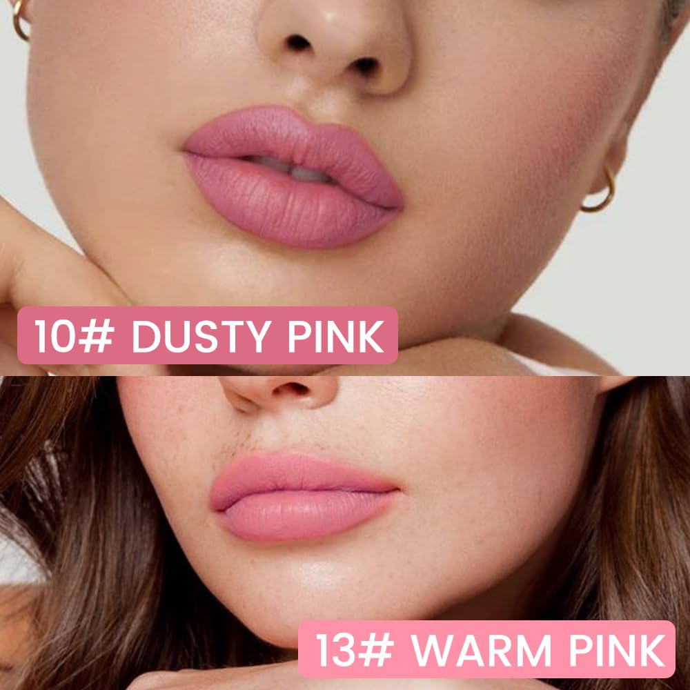 2Pcs Longwear Liquid Lip Liner Stain Marker Pen Set Long Lasting Waterproof, Dusty Warm Pink Matte Semi Permanent 24 Hour Lip Liner and Lipstick Combo, Color Stay Lipliner All Day, Lips Stain peel off - Image 2