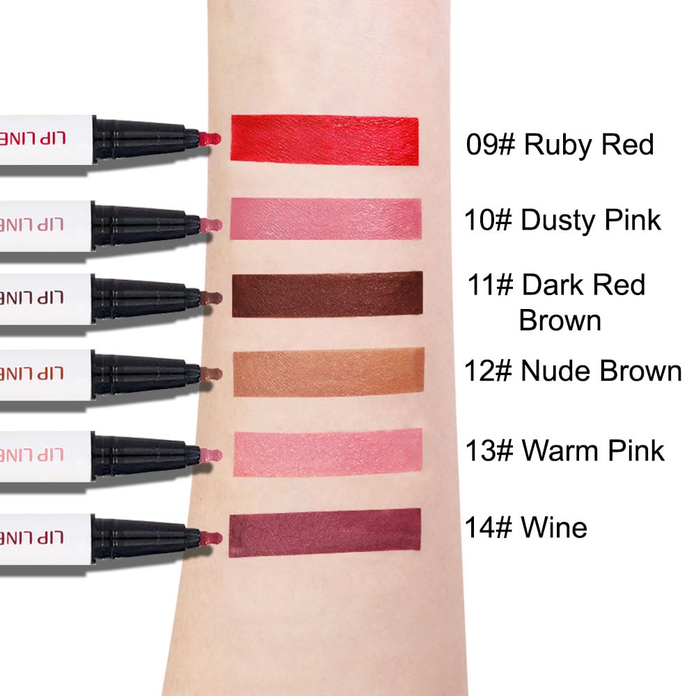 2Pcs Longwear Liquid Lip Liner Stain Marker Pen Set Long Lasting Waterproof, Dusty Warm Pink Matte Semi Permanent 24 Hour Lip Liner and Lipstick Combo, Color Stay Lipliner All Day, Lips Stain peel off - Image 6
