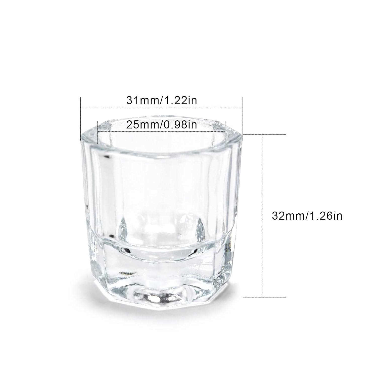 2Pcs Nail Art Dappen Dish Cups for Acrylic Liquid and Powder Clear Glass Nail Bowl Acrylic Powder Holder Nail Liquid Cup Acrylic Glass Jar Crystal Bowl for Nails - Image 2