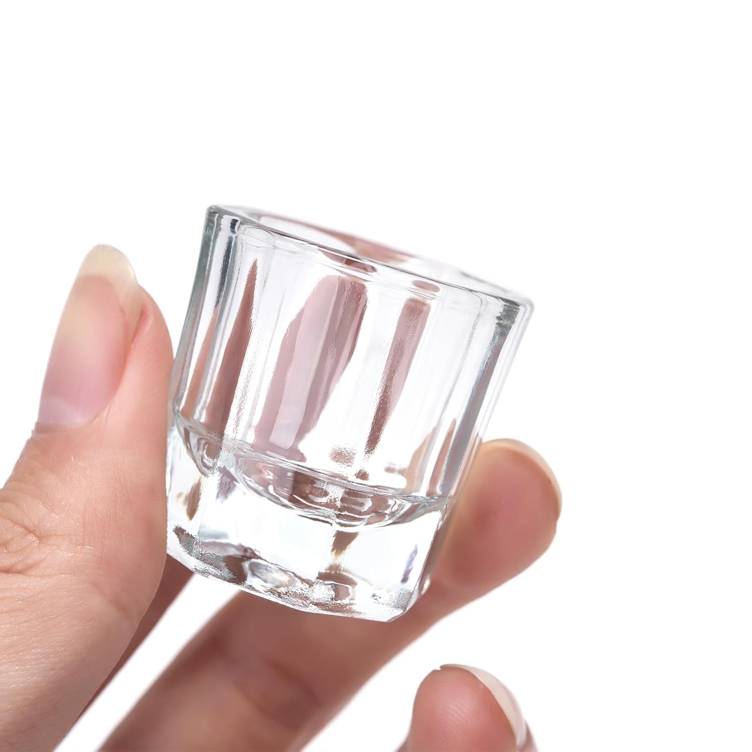 2Pcs Nail Art Dappen Dish Cups for Acrylic Liquid and Powder Clear Glass Nail Bowl Acrylic Powder Holder Nail Liquid Cup Acrylic Glass Jar Crystal Bowl for Nails - Image 4