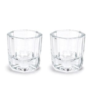 2Pcs Nail Art Dappen Dish Cups for Acrylic Liquid and Powder Clear Glass Nail Bowl Acrylic Powder Holder Nail Liquid Cup Acrylic Glass Jar Crystal Bowl for Nails