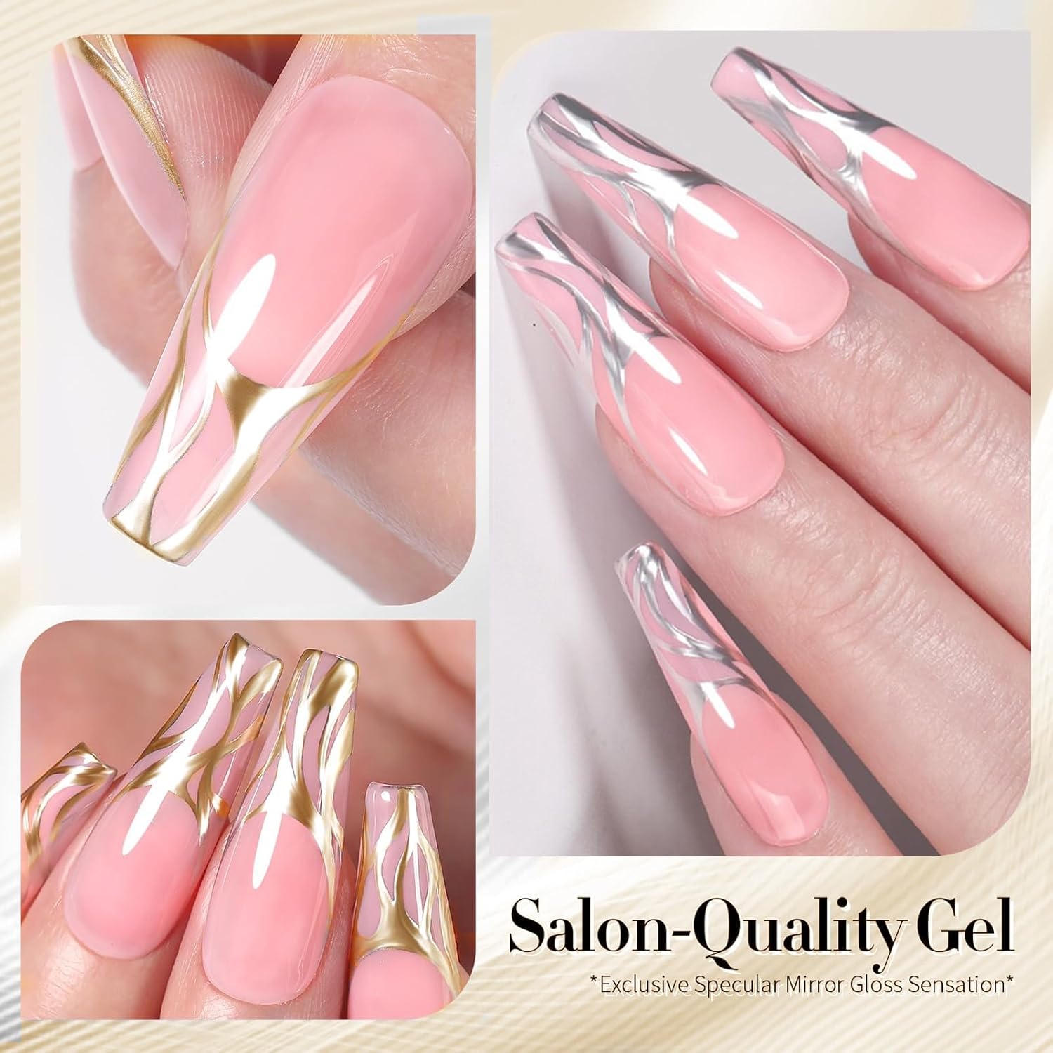2pcs Sliver&Gold Metallic Mirror Painting Gel Polish - Image 3