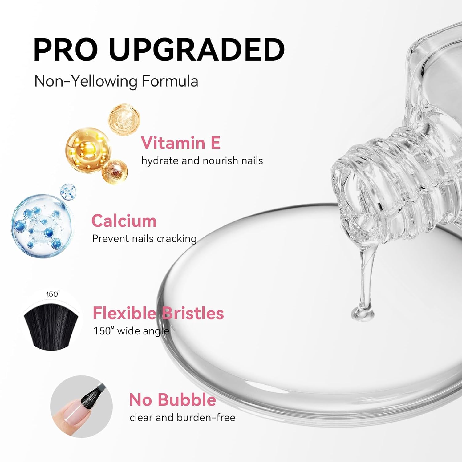 2Pcs Top Coat for Nail Polish, Quick Air Dry Clear Regular Nail Polishes High Shine Finish Long-Lasting Color Protection No Chip Vegan Hema-free Non-gel Salon Nail Art Gift for Women - Image 5