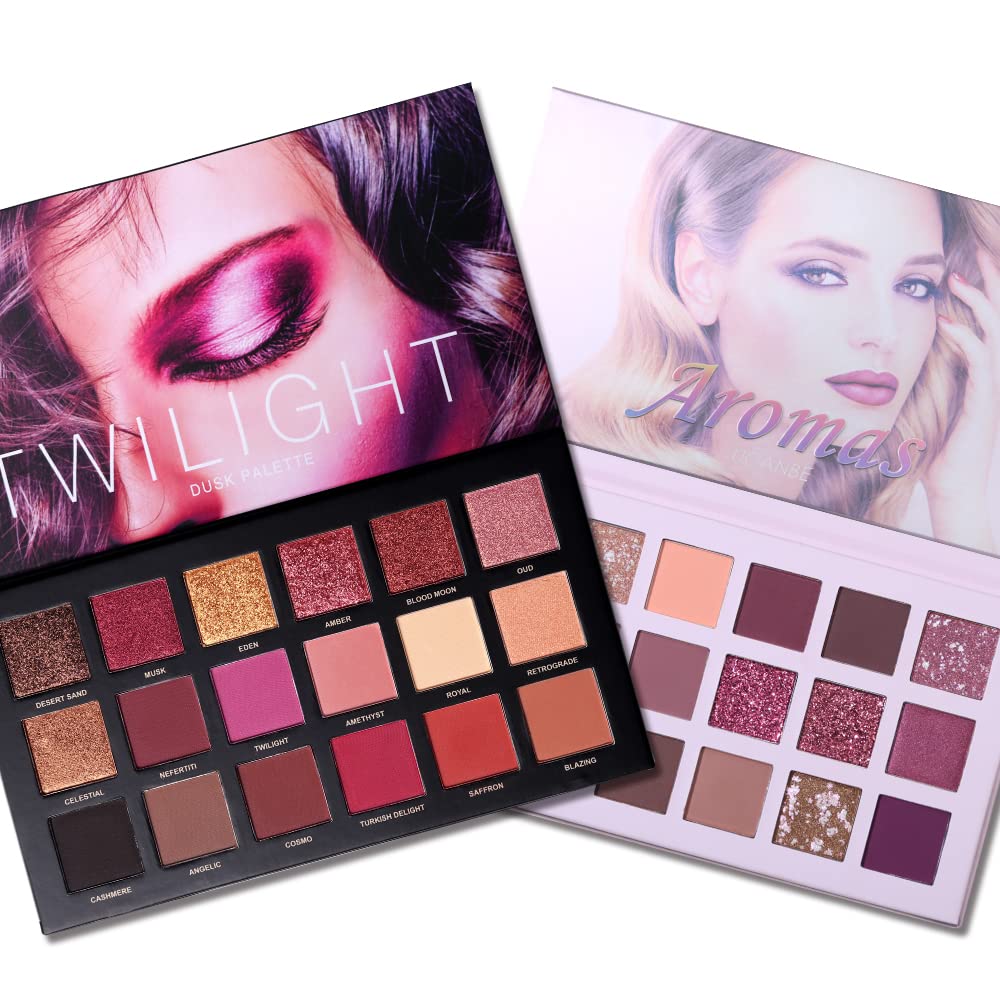 2Pcs Twilight Dusk + Aromas Nude Eyeshadow Palette Makeup Set, Matte Shimmer Glitter Pressed Pearl All Highly Pigmented Blending Powder, Natural Velvet Texture Eye Shadow Kit - Image 8