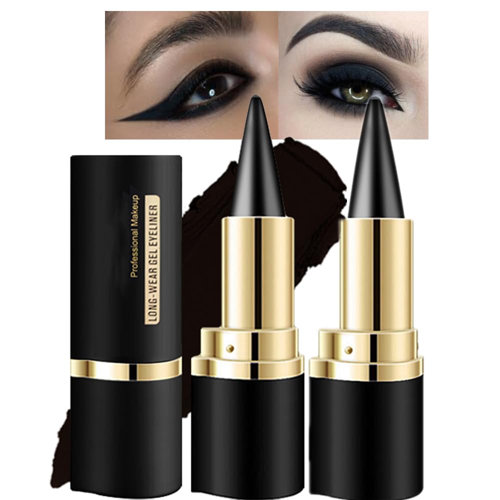 2Pcs Ultra-Pigmented Black Eyeliner – delineador de ojos for Bold, Goth-Inspired Looks, Waterproof & Smudge-Proof Formula, Long-Lasting & Intense Color for Dramatic and Smoky Eyes Makeup