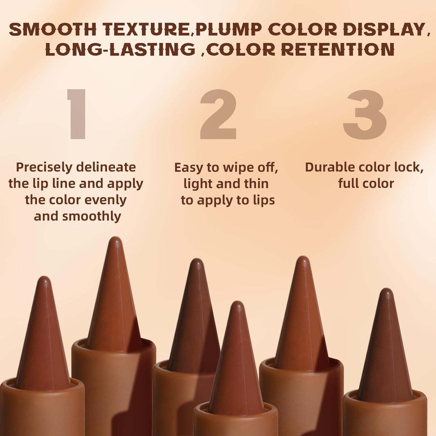 3 Colors 2 in 1 Lip Liner Set, Matte Nude Dark Brown Red Lip Liner Plumping Smooth Creamy Lip Pencil, High Pigmented Long lasting Light Brown Lipstick Makeup, 02+04+06 - Image 7