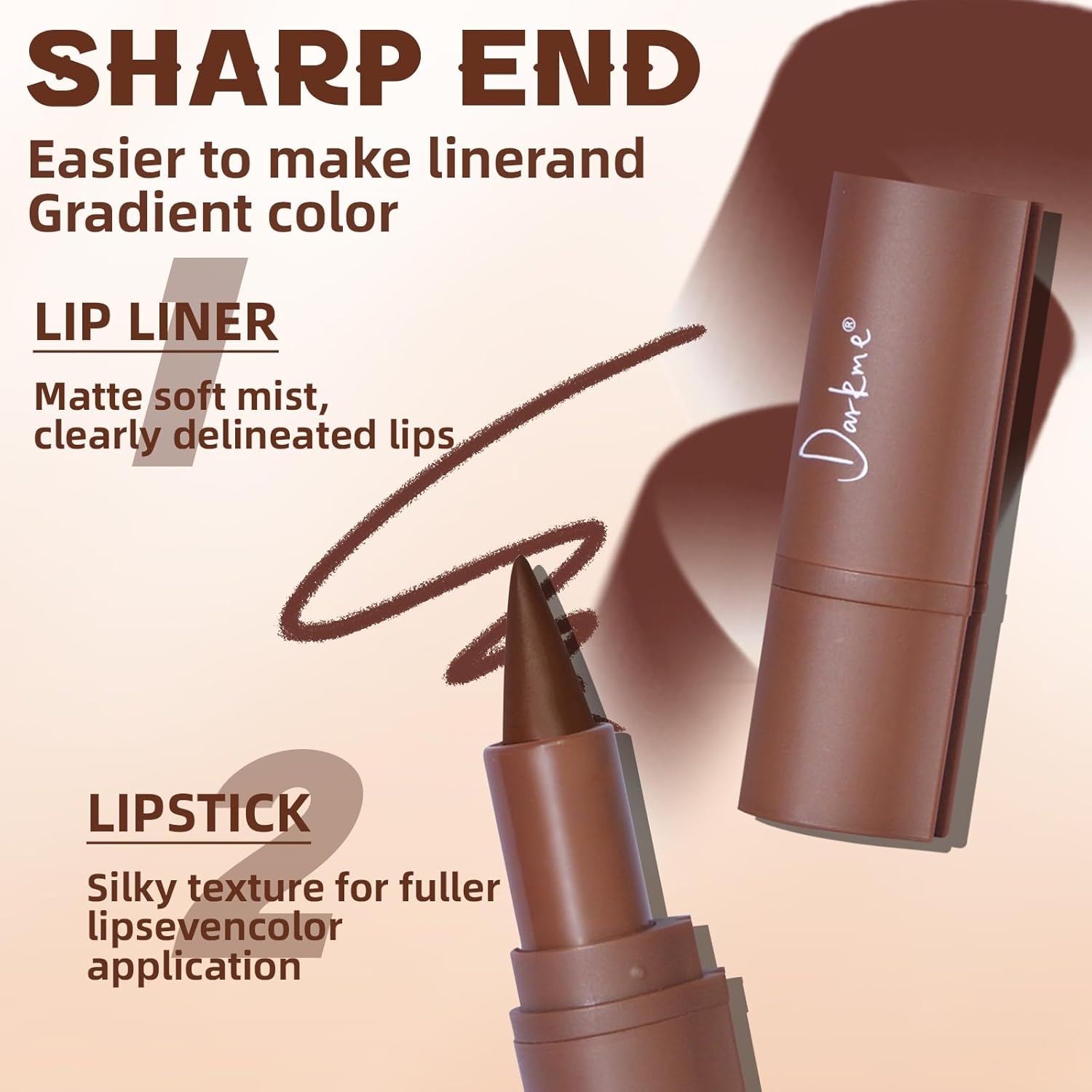 3 Colors 2 in 1 Lip Liner Set, Matte Nude Dark Brown Red Lip Liner Plumping Smooth Creamy Lip Pencil, High Pigmented Long lasting Light Brown Lipstick Makeup, 02+04+06 - Image 3