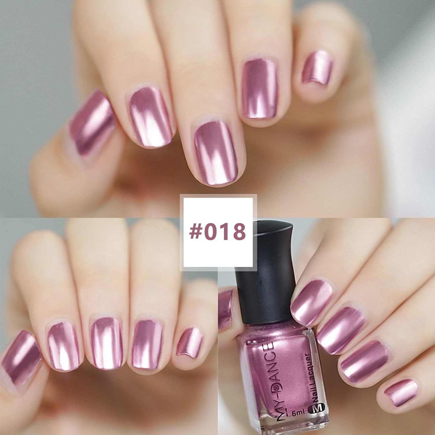 3 Colors Mirror Metallic Nail Polish Set, Metallic Chrome Quick Dry Nail Art Polish - Bright and Shiny Finish, Long-Lasting Mirror Shine Effect 6 ml/Bottle -#B - Image 5