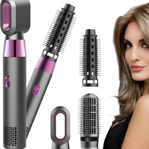 3-in-1 Blow Dryer Brush & Styler Set - Ionic Thermal Hair Brush for Frizz-Free Salon Blowouts at Home, for Curling Iron,Hair Straightener, Hair Dryer, 3 Detachable Brush Heads & Lightweight Design